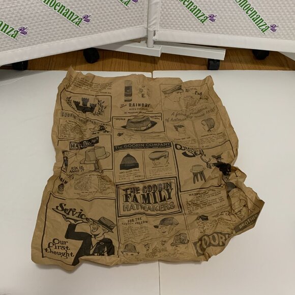 Vintage Goorin Bros Cardboard Hat Box Strap Storage Container Paper Black Gold - Picture 15 of 16